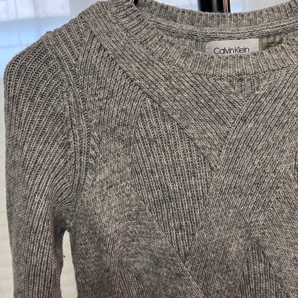 Calvin Klein Cotton Blend Heather Grey Knit sweater - Picture 9 of 9